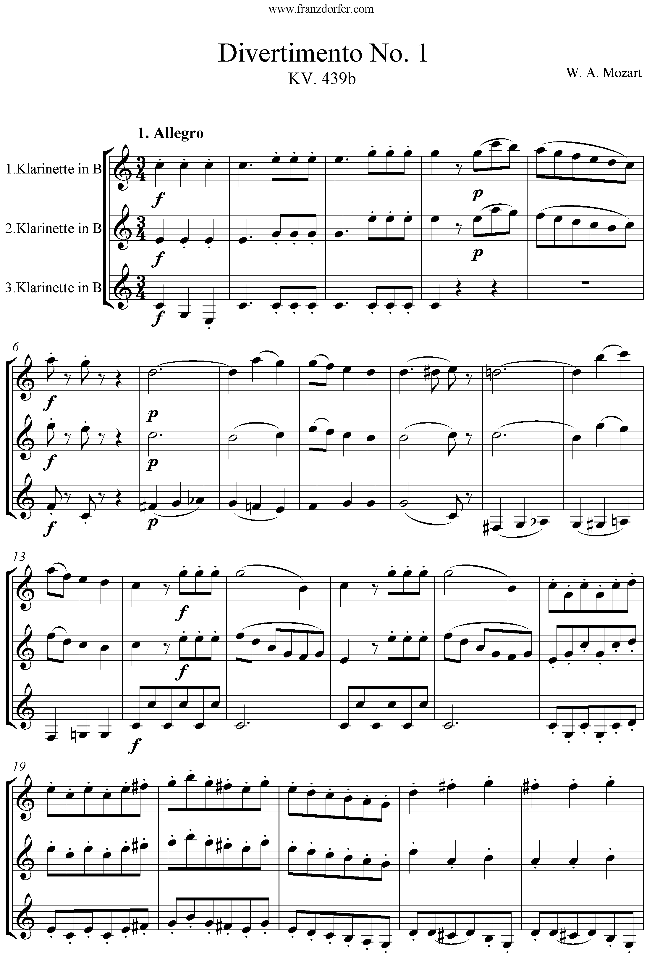 Mozart KV439b 1 Allegro Notendownload